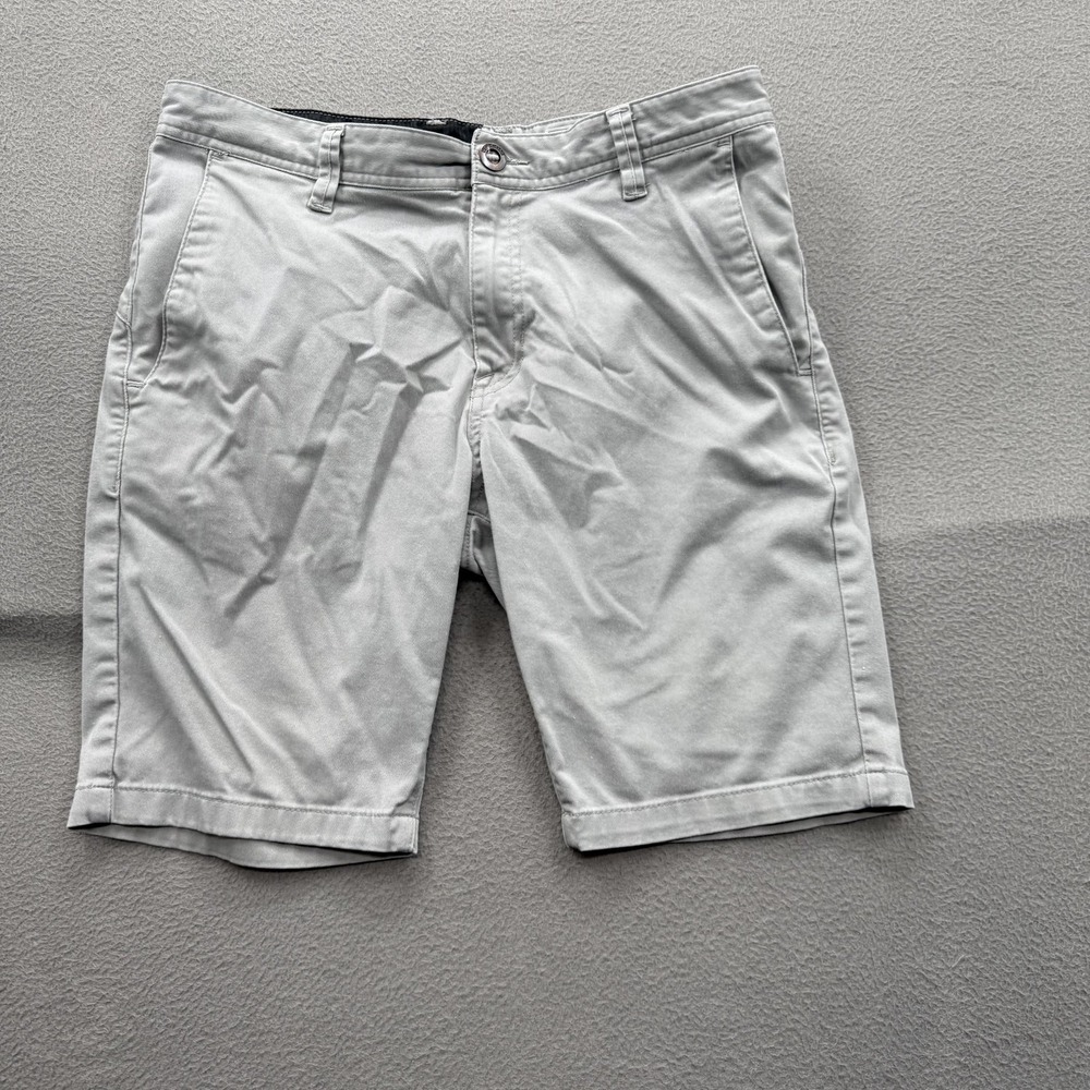 Volcom Shorts Mens 32 Gray Chino Stretch 10 Inseam Casual Summer Cotton